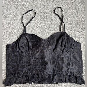 Free People Black Floral Bustier Top